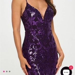Short Purple Sequin Homecoming Dress AD1461
